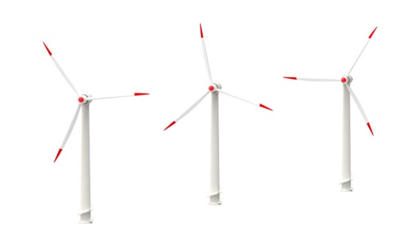 Rotating wind turbines on white background - Footage, Video