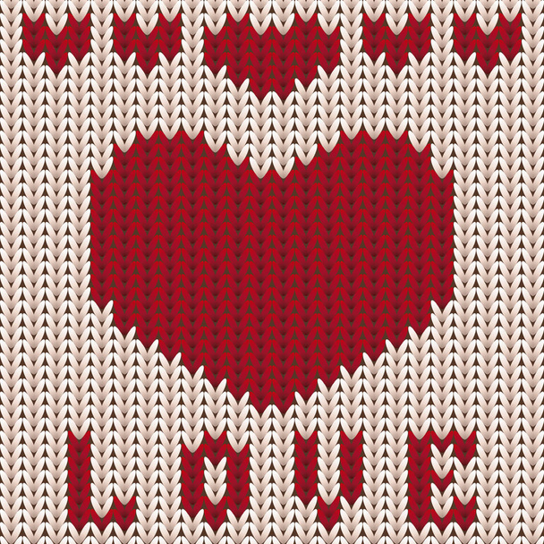 Love knitted heart, St Valentines day card, vector illustration - Vector, Image