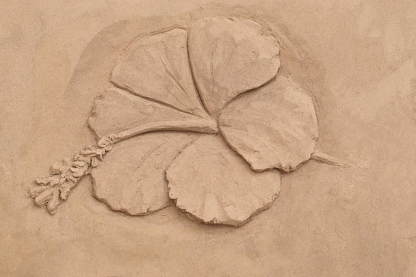Китай Роуз або гибискуса квітка, мистецтво на піску. - Фото, зображення