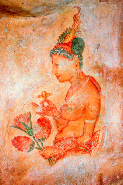 Falfestés a Sigiriya egy ősi erőd - Fotó, kép