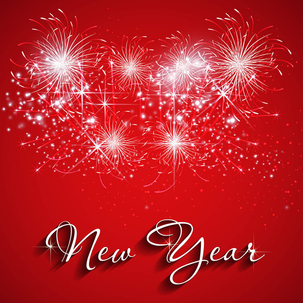 Happy New Year with fireworks background - Vector, imagen
