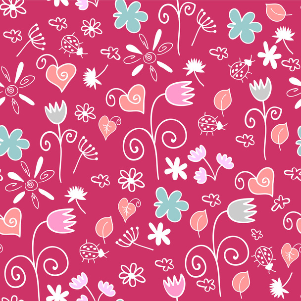 Hand drawn floral seamless pattern - Vector, Image