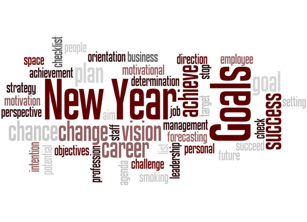 New Year Goals, word cloud concept - Photo, Image