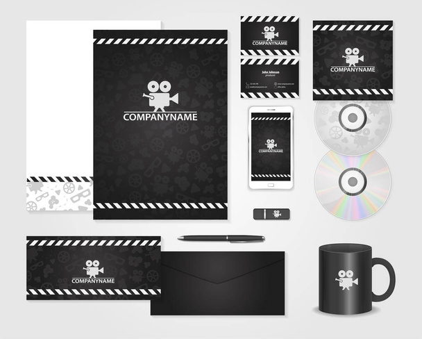 Black corporate identity template for producer - Vector, Image