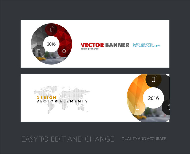 Vector set of modern horizontal website banners with circle roun - Vector, Image
