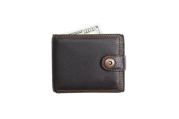 billetera cerrada de cuero negro con dólares en efectivo
 - Foto, Imagen