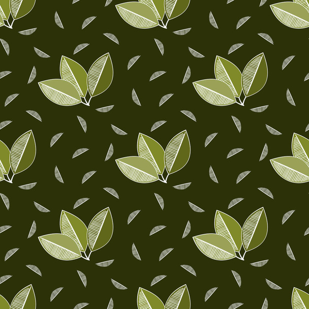 seamless leaf pattern and background vector illustration - Vektori, kuva