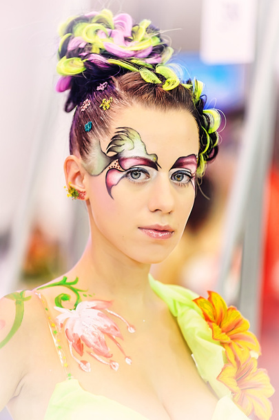 Creative makeup show at the festival of beauty - Photo, Image