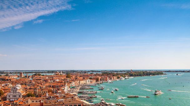 Venice aerial cityscape view from San Marco Campanile, sunny day - 写真・画像