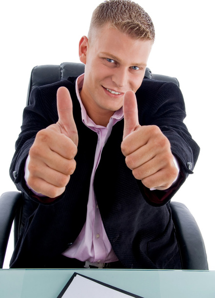 Businessman showing approval sign - Photo, Image