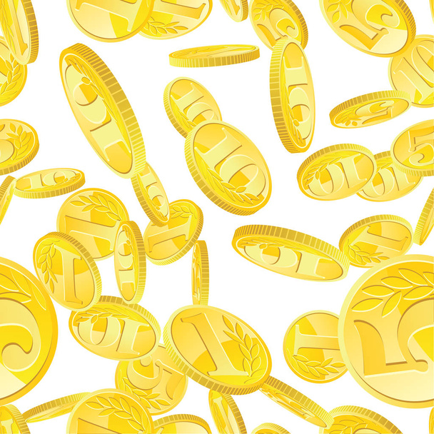 Golden coins seamless pattern - Vector, Image