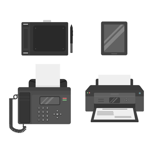 Computer office equipment vector - Vector, Image