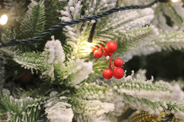 Weihnachtsschmuck isoliert am Baum - Foto, Bild
