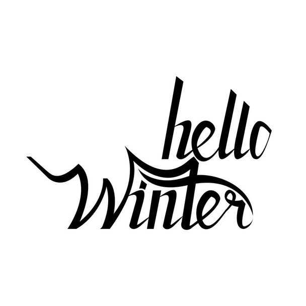 Hello winter brush lettering calligraphy - Vecteur, image
