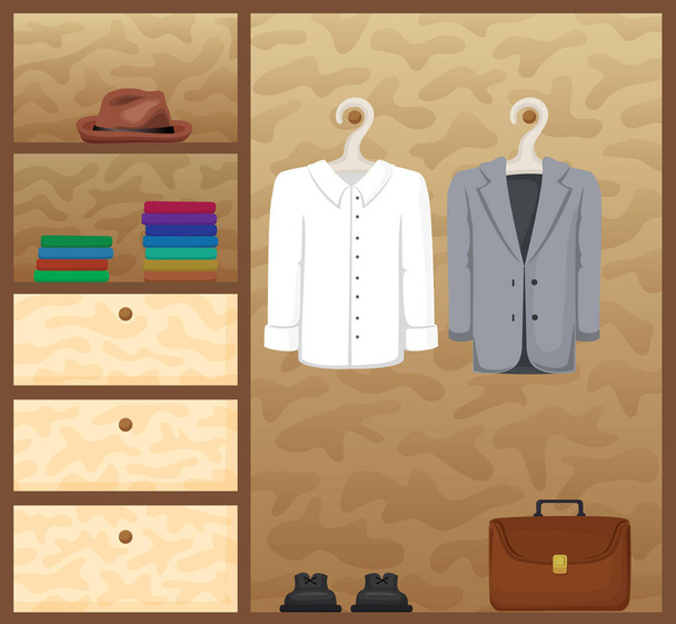 roupas masculinas no armário
 - Vetor, Imagem