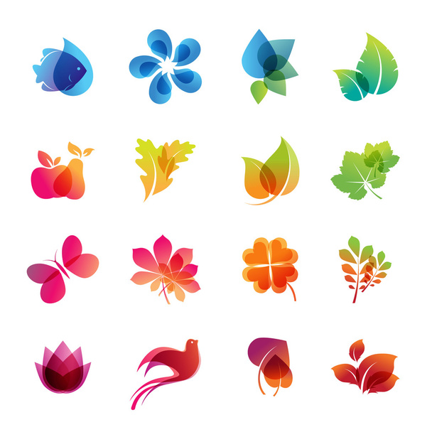 Colorful nature icon set - Vector, Image
