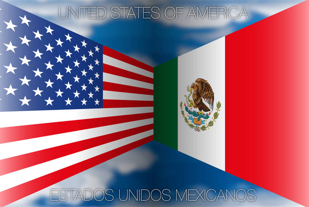 USA gegen Mexiko-Fahnen - Vektor, Bild