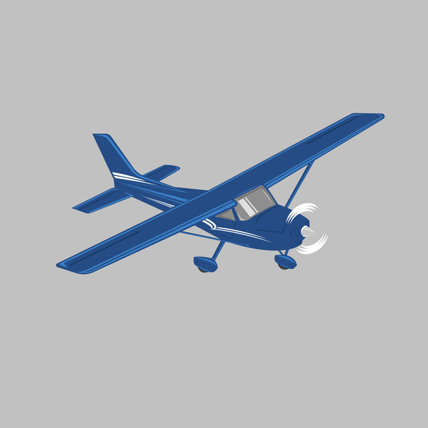 Small plane vector illustration. Single engine propelled light aircraft. Vector illustration.  - Вектор,изображение