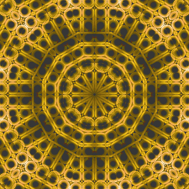 nahtloser Kreis Ornament gelb olivgrau - Foto, Bild