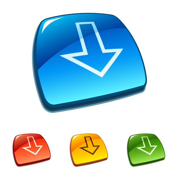 Down arrow icon on web button - Vector, Imagen