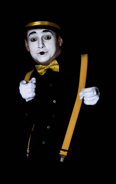 Mime portrait isolated on black background - Photo, Image