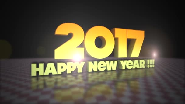 Happy New Year 2017 3D Gold Text - Footage, Video
