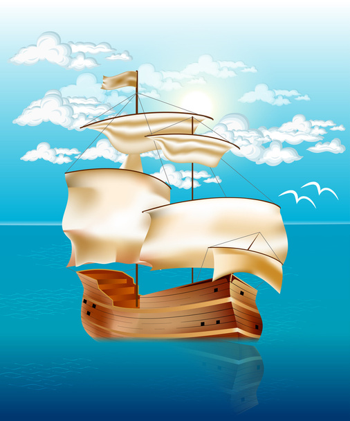 Himmel und Meer mit Segelboot - Vektor, Bild