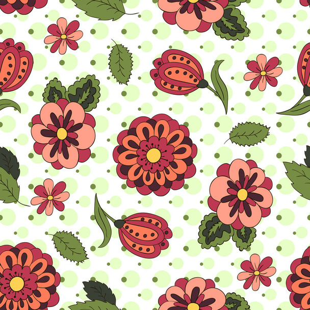 Nahtloses Muster mit Frühlingsblumen - Vektor, Bild