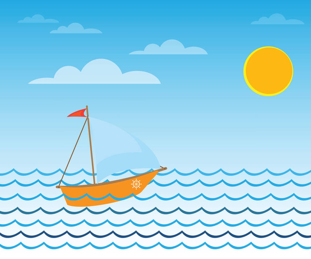 Fast Boat under Sails - Vector, afbeelding