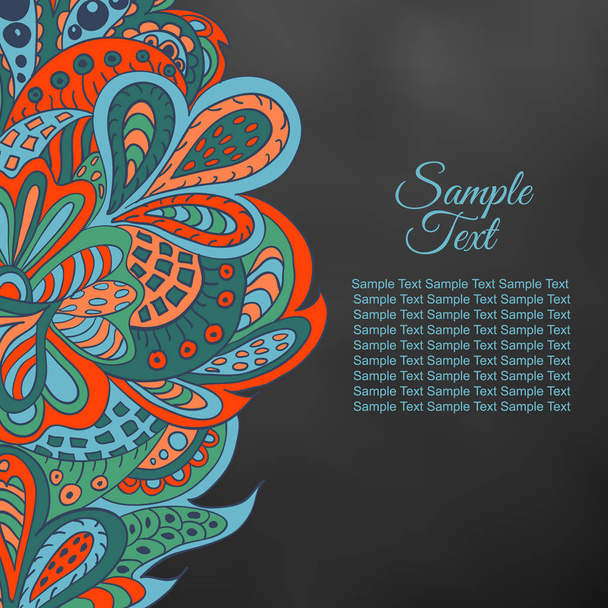doodle floral ethnic card - Vector, Imagen