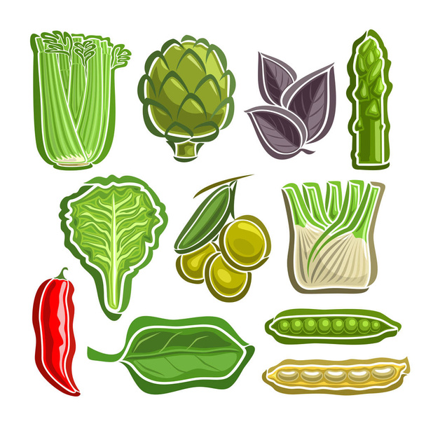 Διάνυσμα σύνολο λαχανικά απλό λογότυπο - Διάνυσμα, εικόνα