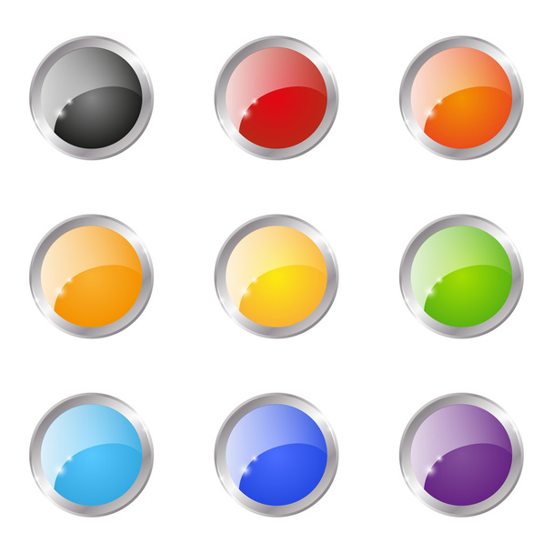 Conjunto de botões brilhantes redondos
 - Vetor, Imagem