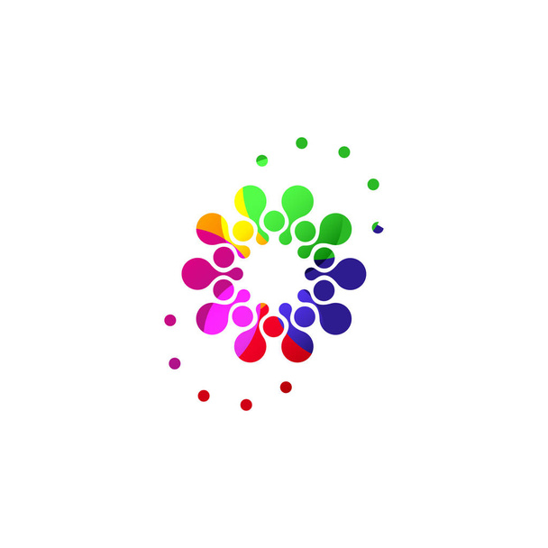 Цифровой красочный изолированный шаблон логотипа круга. Стилизованная абстрактная иллюстрация снежинки, цветка или вектора солнца. Круглый знак горошек
. - Вектор,изображение