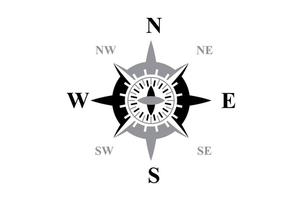 Musta kompassi eristetty valkoinen
 - Vektori, kuva