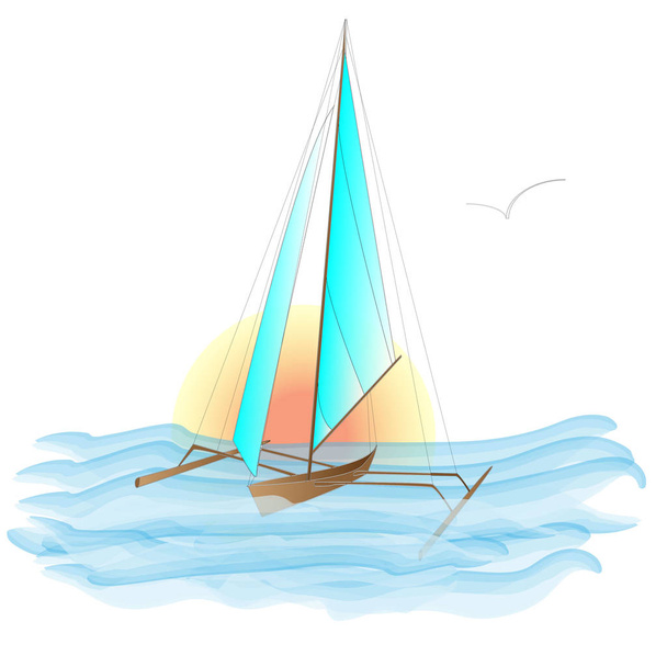 Meer Boot Illustration isoliert auf weiß.  - Foto, Bild