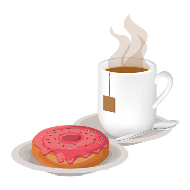 Isolated donut and coffee mug design - Vektör, Görsel