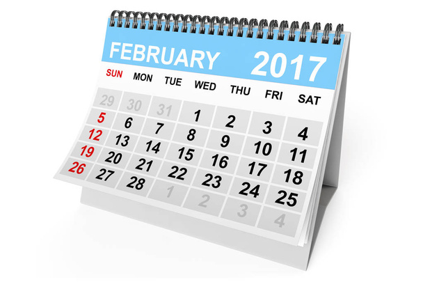Calendar February 2017. 3d Rendering - Photo, Image