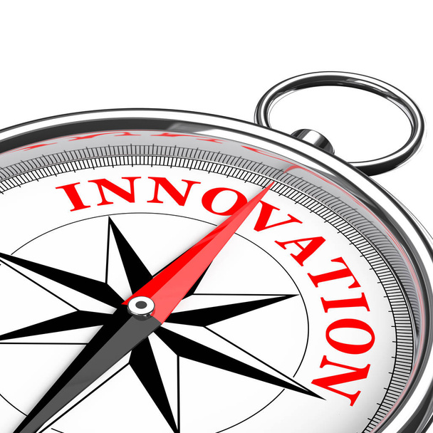 Direction to Innovation Conceptual Compass Primer plano. Renderizado 3d
 - Foto, imagen
