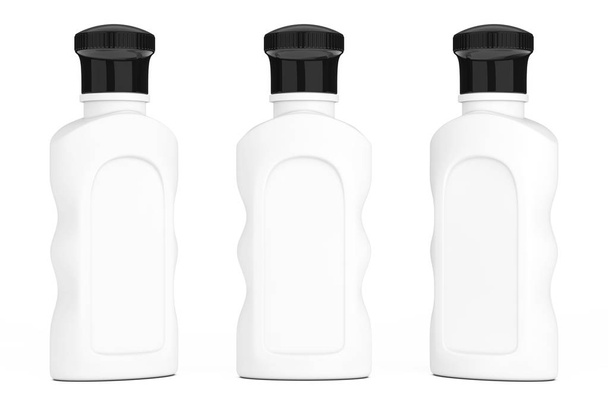 Blank White Hotel Cosmetic Bottles. 3d Rendering - Photo, Image