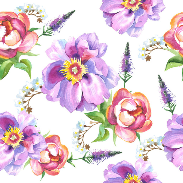 Wildflower rose flower pattern in a watercolor style isolated - 写真・画像
