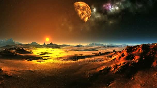 Märchenhafter Sonnenaufgang auf einem fremden Planeten - Filmmaterial, Video
