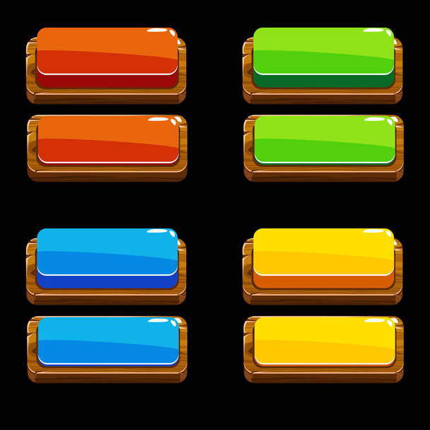 Colors wooden Push Buttons For A Game - Vector, Image