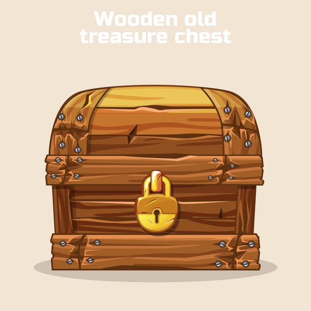 Wooden old antique treasure chest - Vector, Image