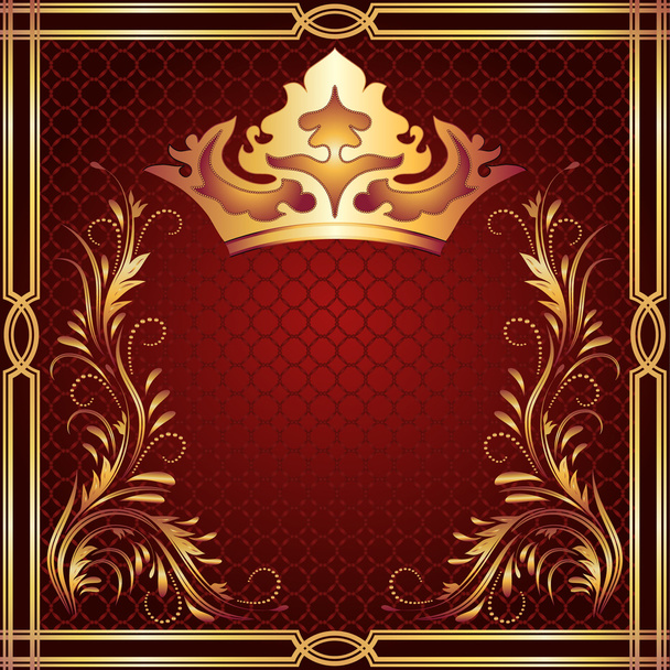 Luxurious golden ornament and crown - Vektori, kuva