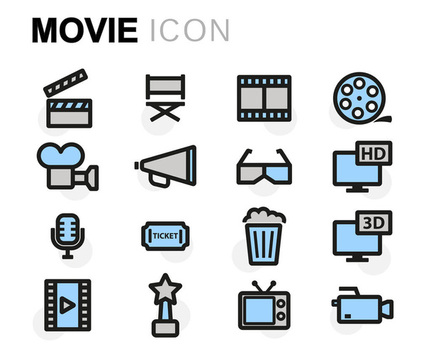 Conjunto de iconos de película plana vectorial
 - Vector, imagen