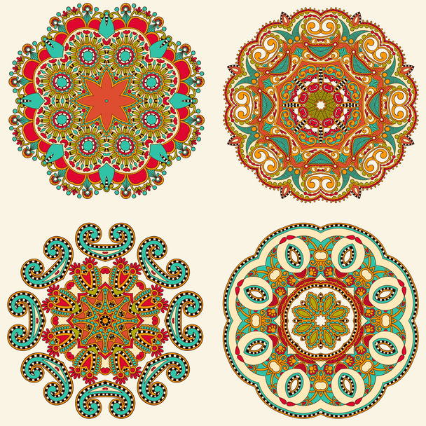 Circle ornament, ornamental round lace collection - Vektor, Bild