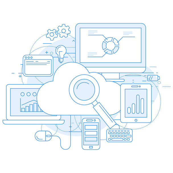 Cloud computing service and internet abstract design - Vector, Image
