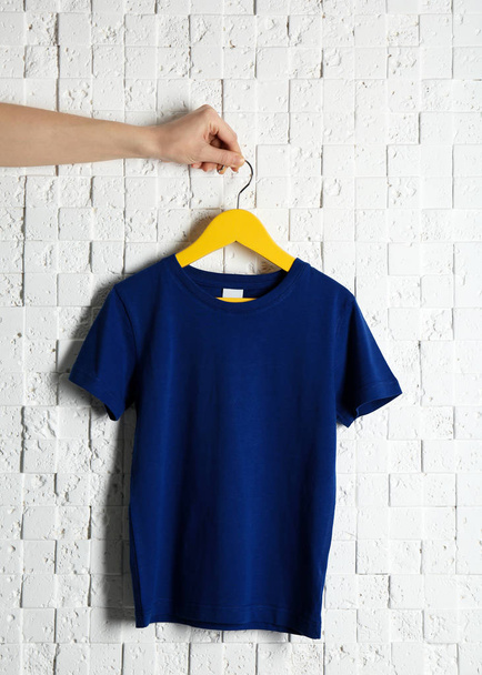 Blank blue t-shirt - 写真・画像
