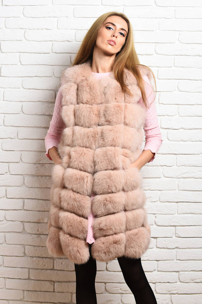 fashionable sexy girl in fur - Foto, Bild