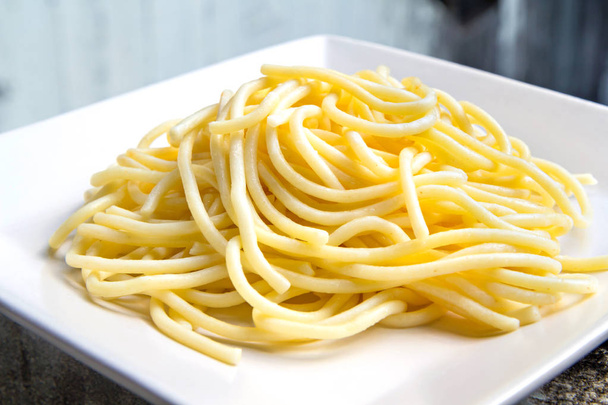 Gros plan sur la texture des spaghettis cuits
 - Photo, image